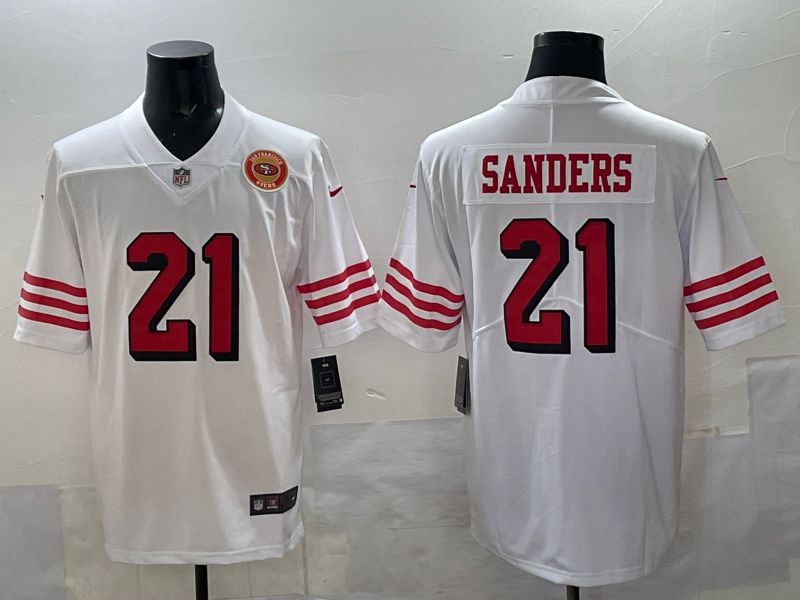 Men San Francisco 49ers #21 Sanders White Throwback Nike Limited NFL 2025 Jersey style 02->san francisco 49ers->NFL Jersey